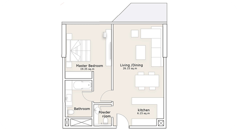 1 bedroom tower 3