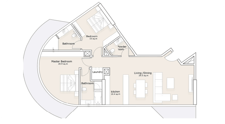 2 Bedroom tower 3