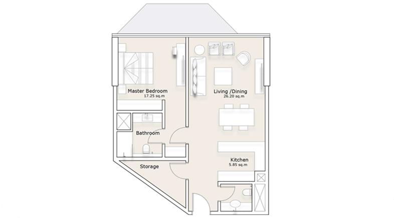 1 bedroom tower 1